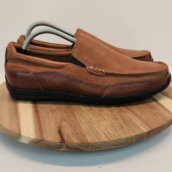 Vionic Men's Brown Leather Slip On Loafers Shoes Comfortable 8.5M - Picture 1 of 10